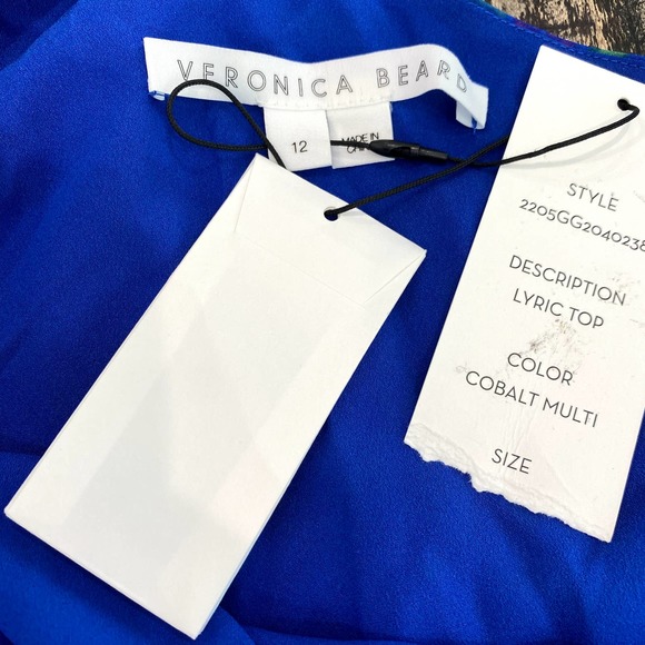 Veronica Beard Lyric One Shoulder Silk Top Cobalt Blue 12 - Picture 3 of 6